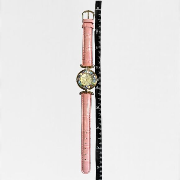 Venetiae Murano Millefiori Glass Quartz Wristwatch Womens Pink Strap Croc Style main image 6